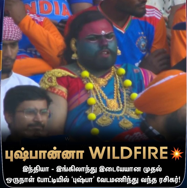 ‘புஷ்பா’ வேடமணிந்து கிரிக்கெட் போட்டிக்கு வந்த ரசிகர்!
