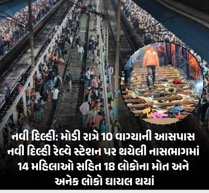 નવી દિલ્હી: મોડી રાત્રે 10 વાગ્યાની આસપાસ નવી દિલ્હી રેલ્વે સ્ટેશન પર થયેલી નાસભાગમાં 14 મહિલાઓ સહિત 18 લોકોના મોત અને અનેક લોકો ઘાયલ થયાં