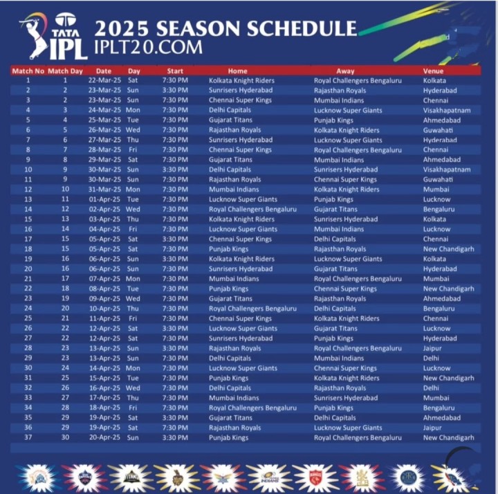 IPL schedule chusara