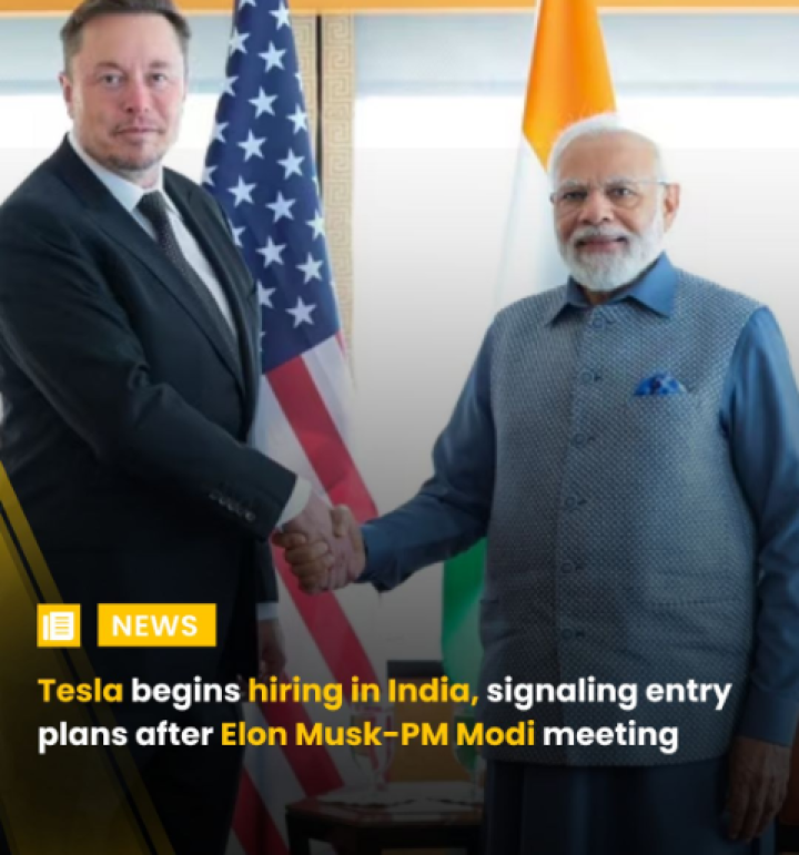 Billionaire Elon Musk's Electric Vehicle (EV) giant Tesla Inc. is hiring in India; a sure sign that it plans to enter the market, according to a Bloomberg report.