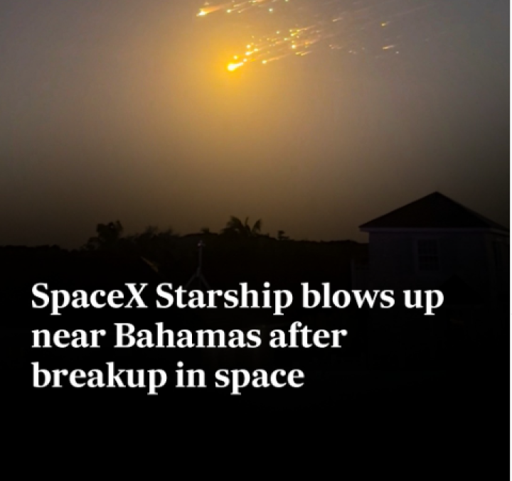 Elon Musk's SpaceX lost control of the Starship in space minutes after its launch, with engines shutting down, company live stream showed, minutes after which several videos on social media showed fireball-like debris of the spacecraft streaking through the dusk skies near south Florida and the Bahamas.