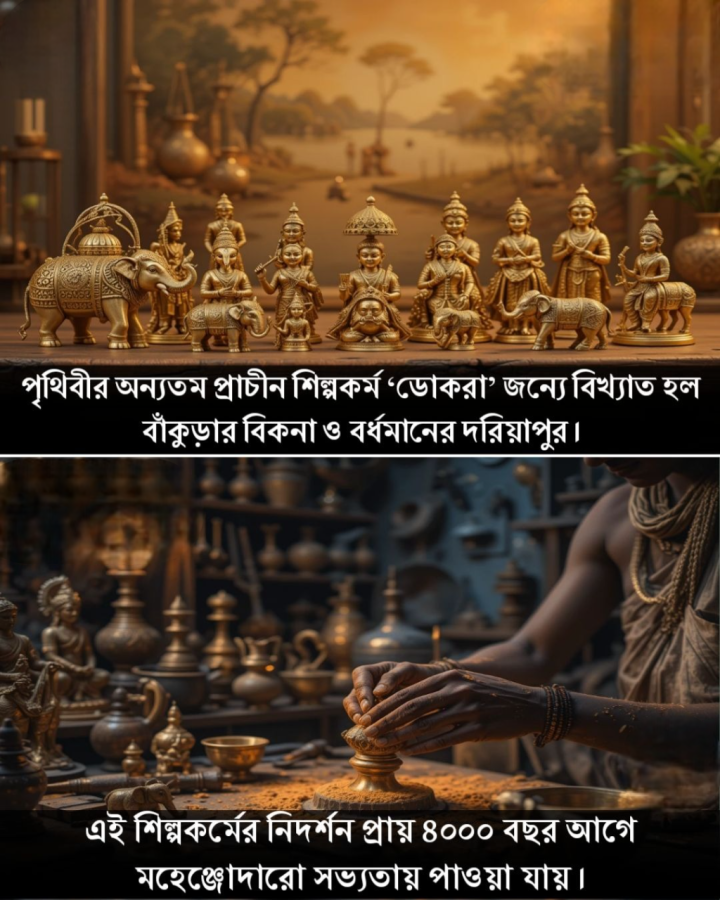 গ্রাম বাংলার ডোকরা শিল্পের কথা আমরা সবাই জানি। কিন্তু জানেন কি এই শিল্পের সঙ্গে জড়িয়ে আছে হাজার বছরের সভ্যতার কথা।