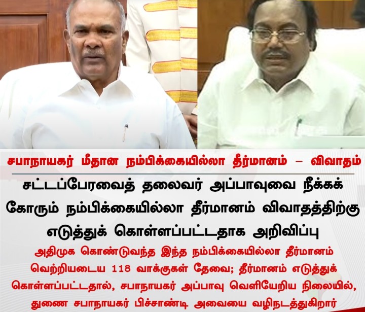 சபாநாயகர் மீதான நம்பிக்கையில்லா தீர்மானம் - விவாதம்