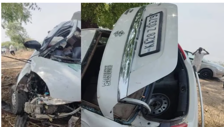 ವಿಜಯಪುರ: ಚಾಲಕನ ನಿಯಂತ್ರಣ ತಪ್ಪಿ ಮರಕ್ಕೆ ಕಾರು ಡಿಕ್ಕಿ; ಮೂವರು ಯುವಕರ ದುರ್ಮರಣ