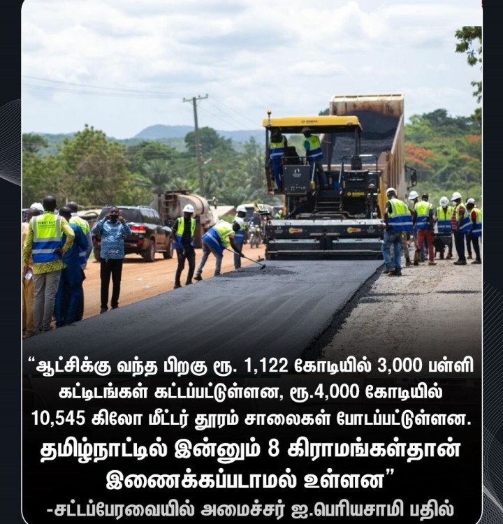 10,545 கிலோ மீட்டர் தூரம் சாலைகள் போடப்பட்டுள்ளன' - அமைச்சர் ஐ.பெரியசாமி