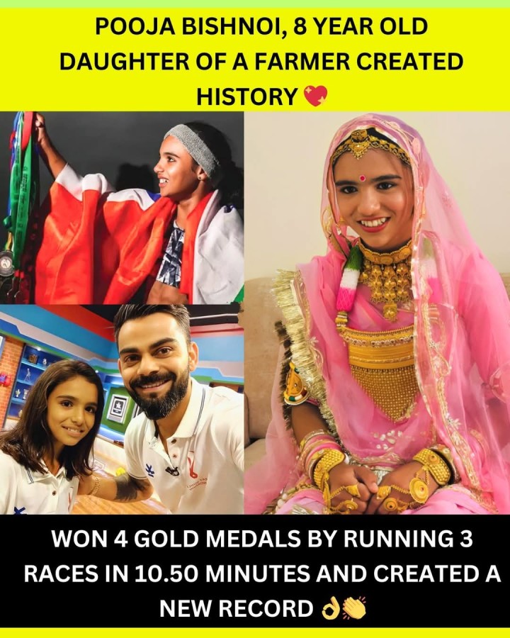 POOJA BISHNOI, 8 YEAR OLD DAUGHTER OF A FARMER CREATED HISTORY