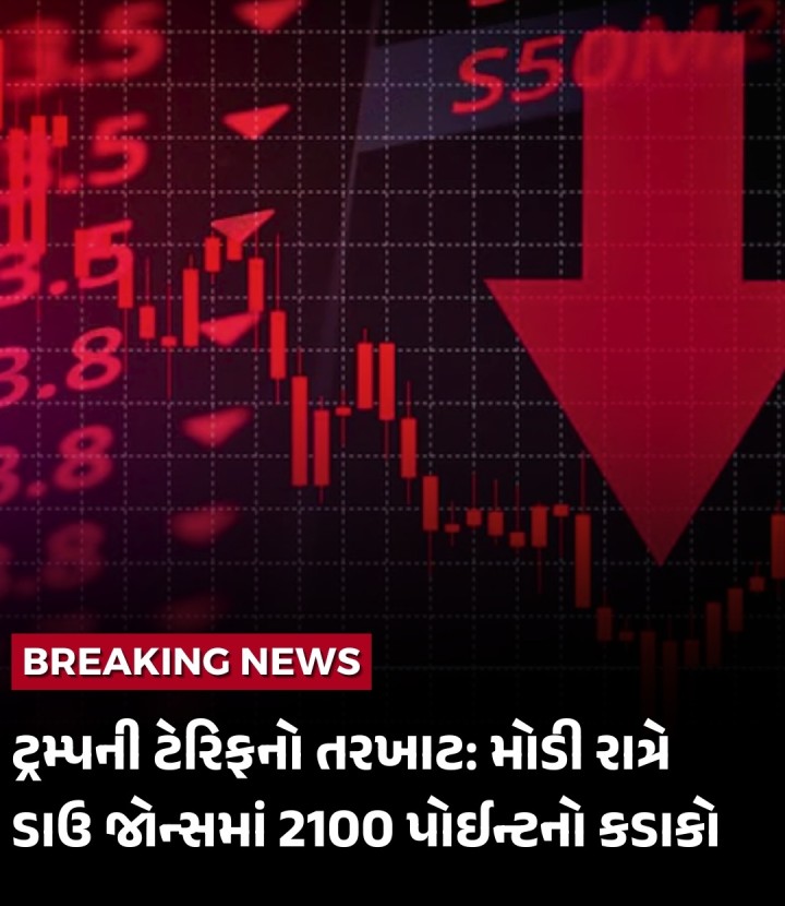 ટ્રમ્પની ટેરિફનો તરખાટ: મોડી રાત્રે ડાઉ જોન્સમાં 2100 પોઈન્ટનો કડાકો