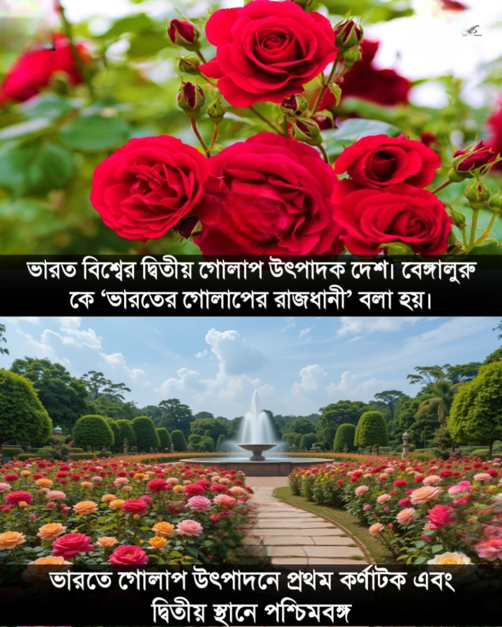 ভারত বিশ্বের দ্বিতীয় গোলাপ উৎপাদক দেশ।