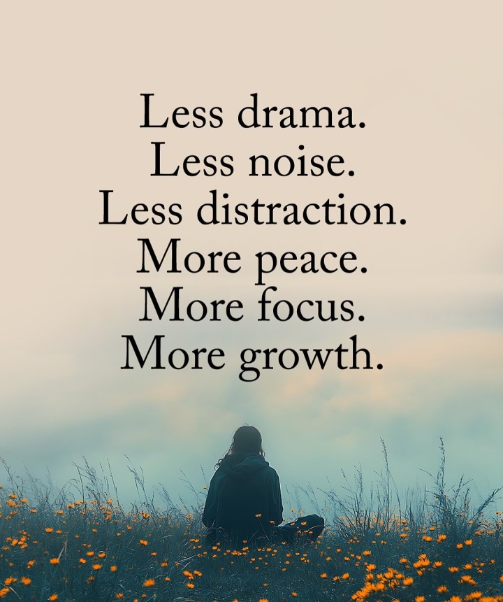Less drama, less noise, less distraction is peaceful combination.
