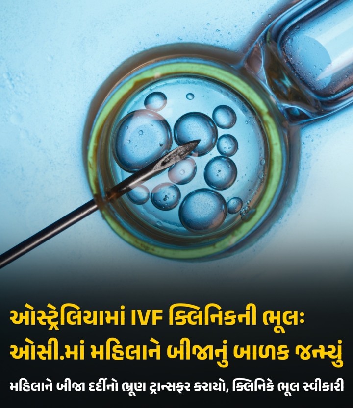 ઓસ્ટ્રેલિયામાં ઇન વિટ્રો ફર્ટિલાઇઝેશન (IVF) ક્લિનિકની ભૂલને કારણે એક મહિલાને બીજા કોઇનું બાળક અવતર્યું હતું. આ મહિલાના ગર્ભાશયમાં બીજા દર્દીનો ભ્રૂણ ટ્રાન્સફર કરાયો હતો. આ ચોંકાવનારી ઘટના બ્રિસ્બેન શહેરના મોનાશ IVF ક્લિકનમાં બની હતી. ક્લિનિકે શુક્રવારે એક નિવેદનમાં જણાવ્યું હતું કે સ્ટાફને જાણવા મળ્યું હતું કે બીજા દર્દીના ભ્રૂણને ભૂલથી આ મહિલાને ટ્રાન્સફર કરાયો હતો. બાળકનો જ