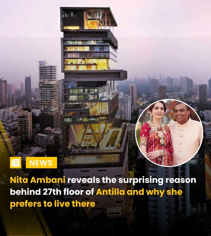 Ever wondered why the Ambanis live on the 27th floor of Antilia? Nita Ambani finally reveals — it’s all about sunlight, fresh air, and calm above Mumbai’s chaos. In a mansion with snow rooms, helipads, and hanging gardens, simplicity still wins.