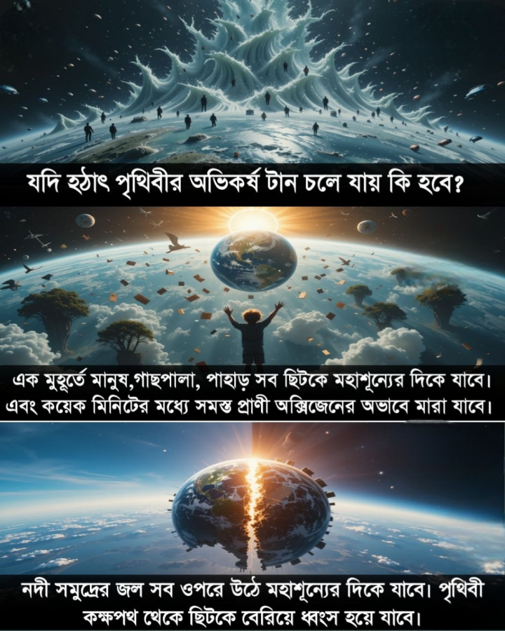 যদি হটাৎ করে যদি  অভিকর্ষ টান চলে যায় , কি হবে ?