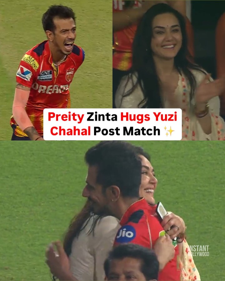 Preity Zinta hugs Yuzi Chahal after his fabulous 4-wicket haul against KKR