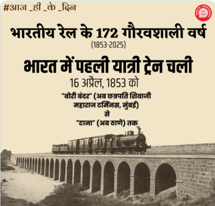 इतिहास की पटरी पर पहला कदम — भारतीय रेल के 172 स्वर्णिम वर्ष को सलाम! आज ही के दिन भारत में पहली पैसेंजर ट्रेन चली।