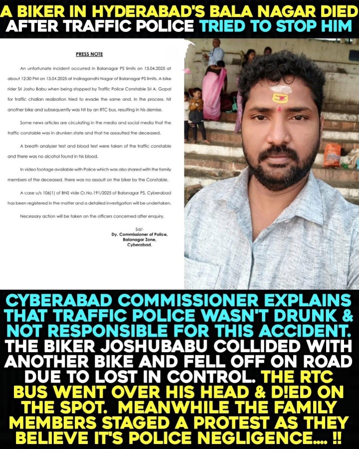 Police bike apadam valla pranalu poyayi