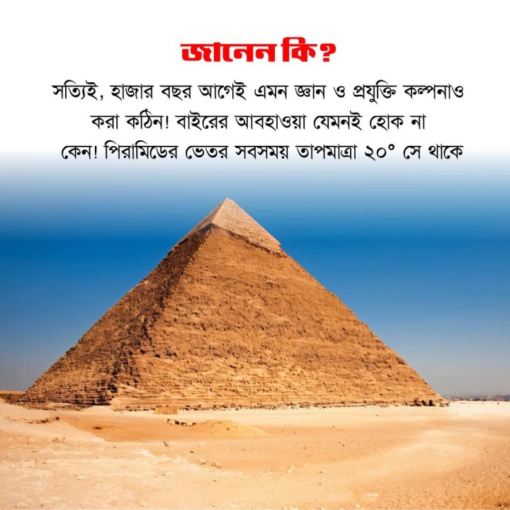 পিরামিডের ভেতরের তাপমাত্রার বিষয়ে আগে জানতেন?