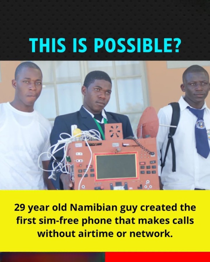 Meet Simon Petrus - the Namibian genius who built a phone that works without a SIM card, airtime, or even a mobile network.