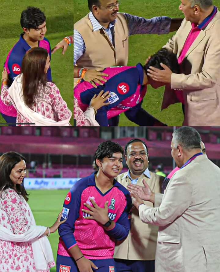 वैभव सूर्यवंशी ने 35 गेंदों में सबसे तेज 100 रन बनाने के बाद राजस्थान रॉयल्स के मालिक के पैर छुए