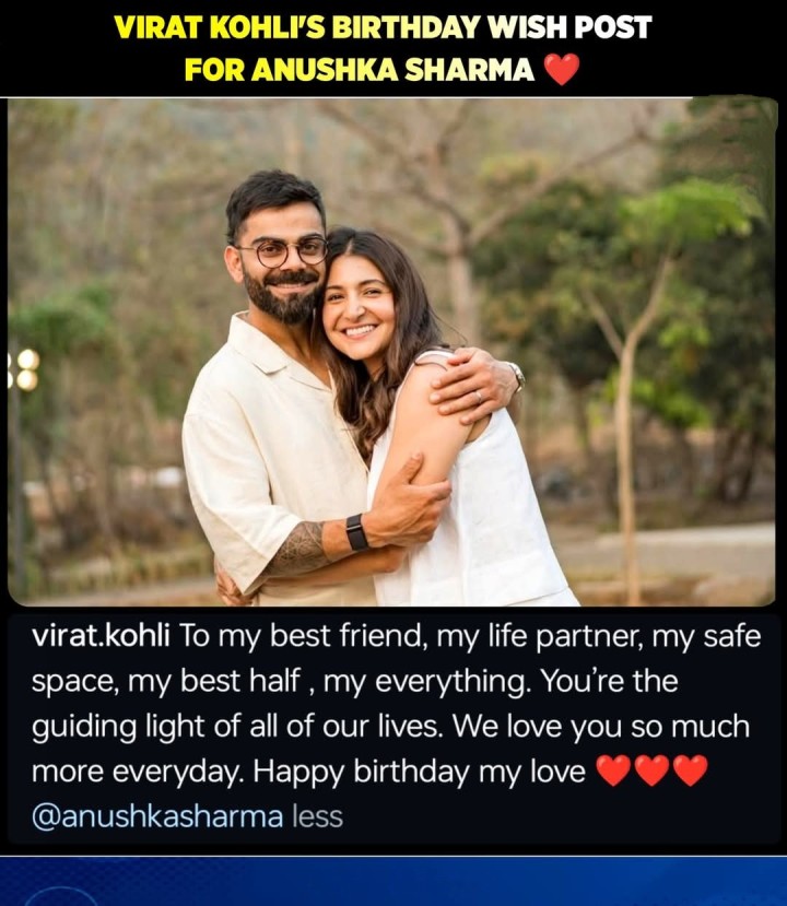 VIRAT KOHLI'S BIRTHDAY WISH POST FOR ANUSHKA SHARMA