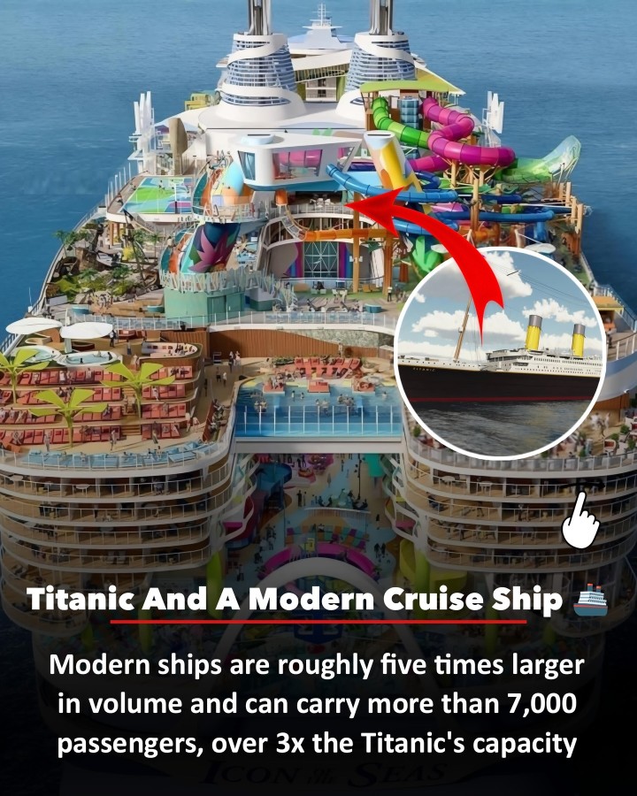 The actual comparison between the modern day Cruise ship and the Titanic from 1912