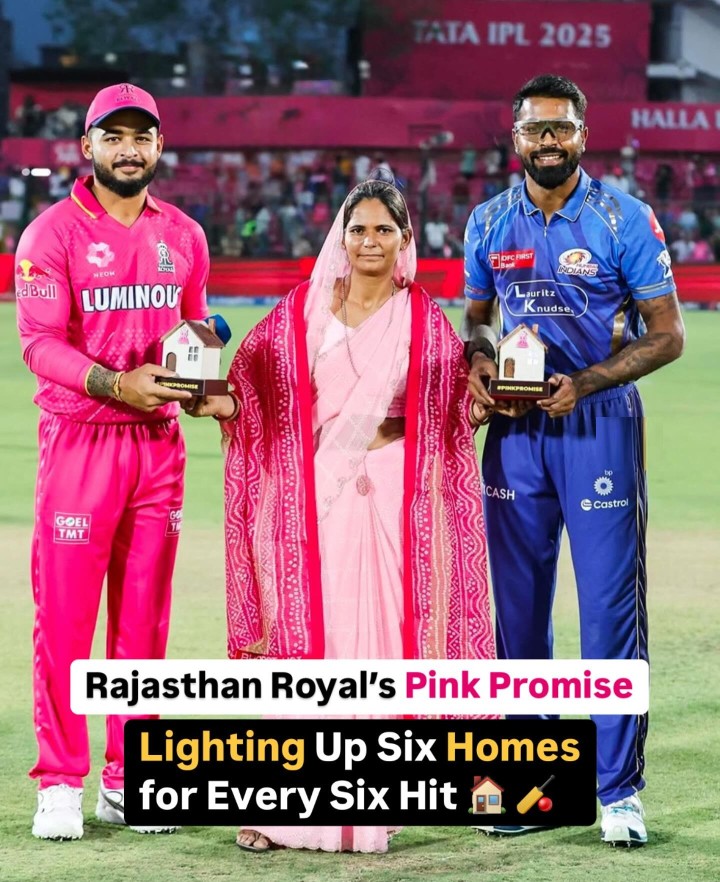 Rajasthan Royals has launched a new social initiative aimed at uplifting underprivileged communities through sustainable energy. As part of their campaign titled “Pink Promise,” the franchise has pledged to install solar panels in six homes for every six their players hit during the match against Mumbai Indians, scheduled to take place today at their home ground—Sawai Mansingh Stadium in Jaipur.