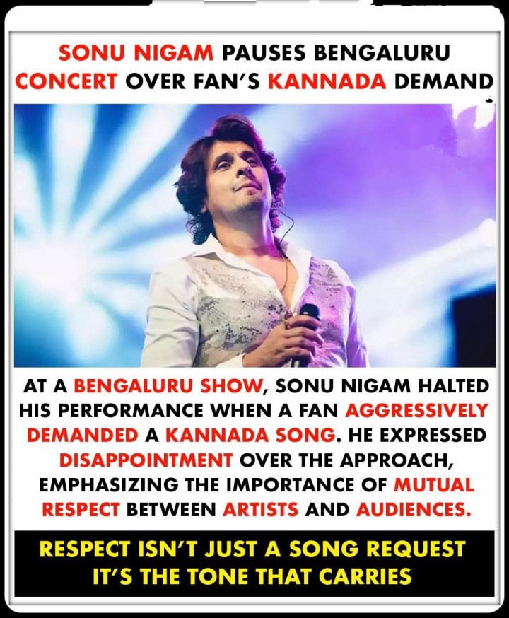 SONU NIGAM PAUSES BENGALURU CONCERT OVER FAN'S KANNADA DEMAND