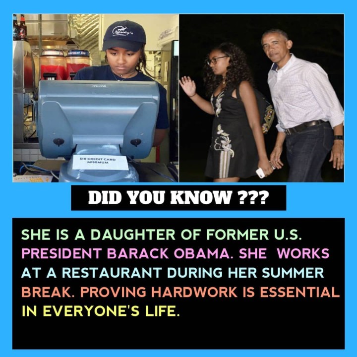 Did you know: She is the daughter of former US President Barack Obama.