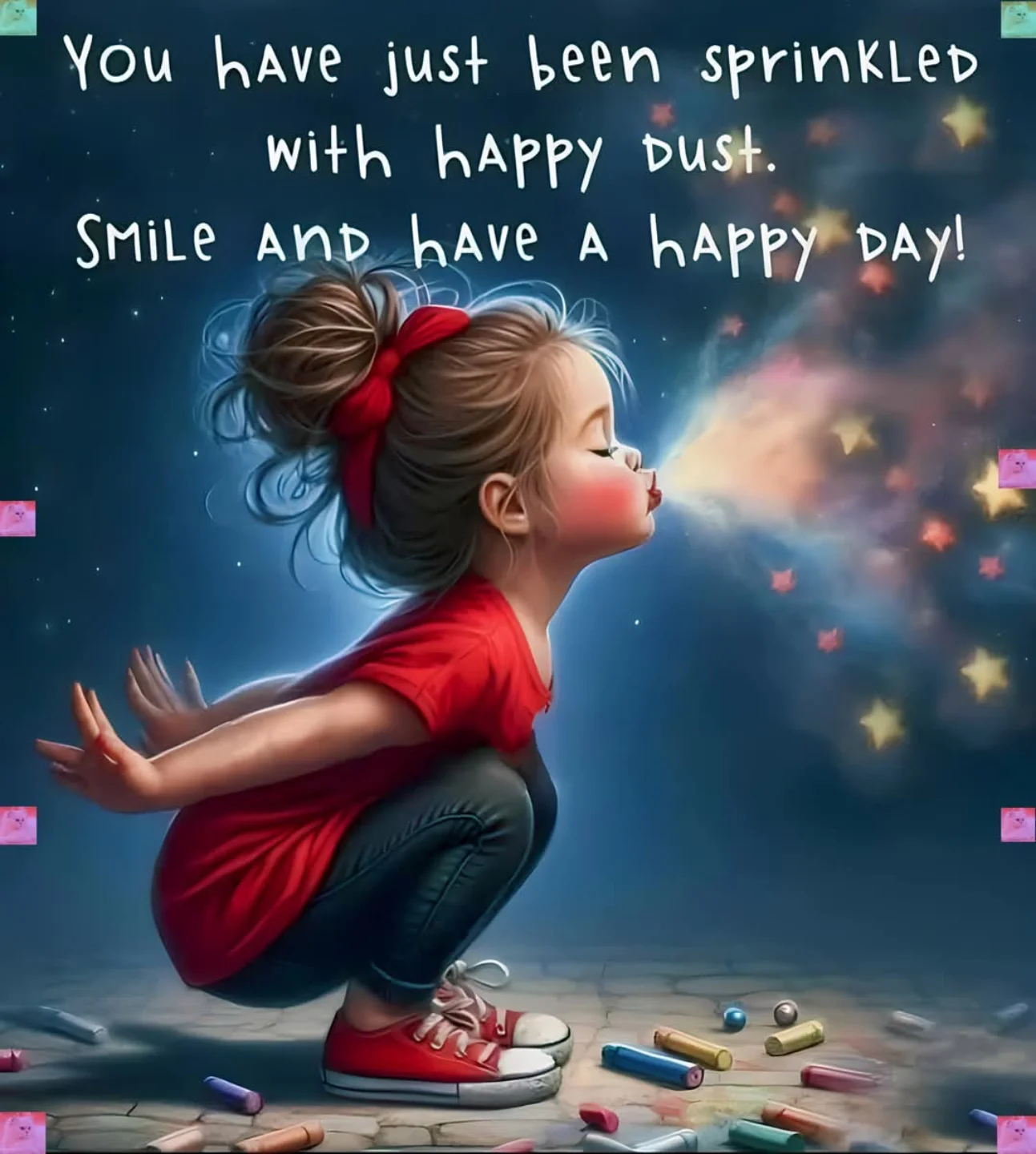 Smile and have a happy day.