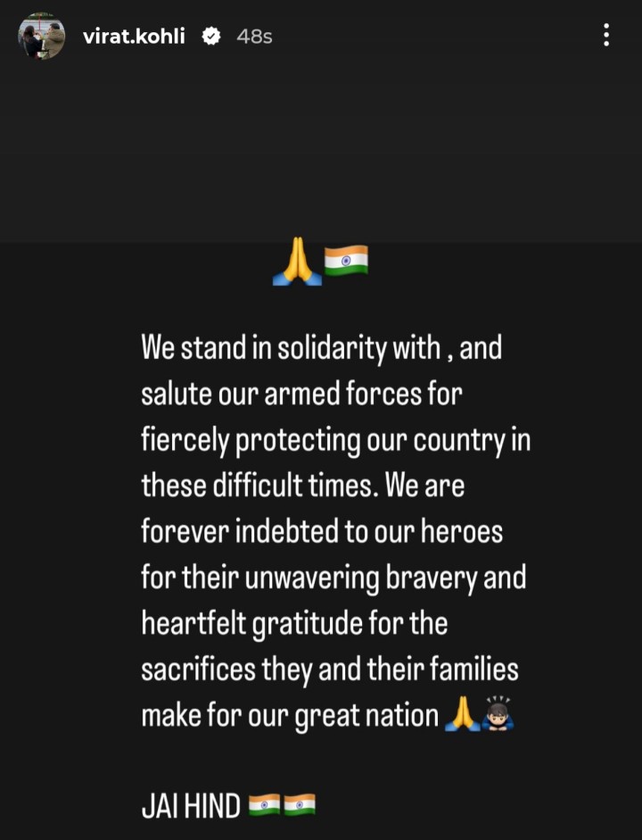 INSTAGRAM STORY OF VIRAT KOHLI