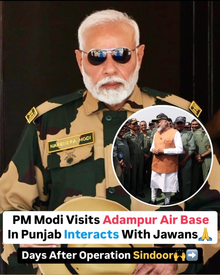 A day after his address to the nation on Operation Sindoor, Prime Minister Narendra Modi early on Tuesday morning visited the Adampur air base in Punjab and interacted with the soldiers