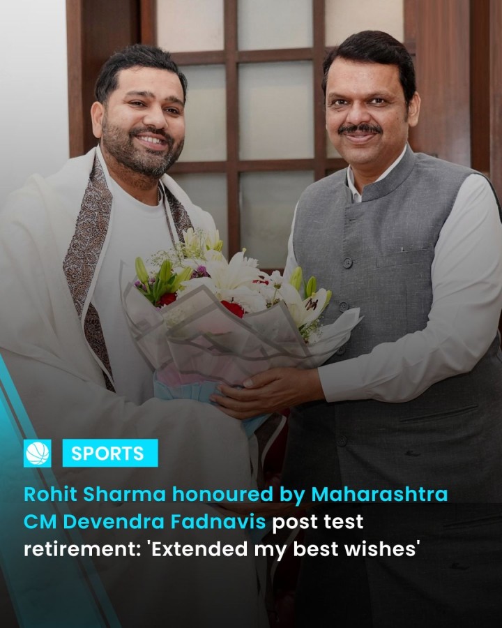 Maharashtra Chief Minister Devendra Fadnavis recently welcomed Indian cricket star Rohit Sharma to his official residence, Varsha, marking a special meeting that celebrated the cricketer's illustrious Test career. Fadnavis shared his thoughts on the meeting through his official X account, expressing both admiration and best wishes for Sharma, who recently announced his retirement from Test cricket.