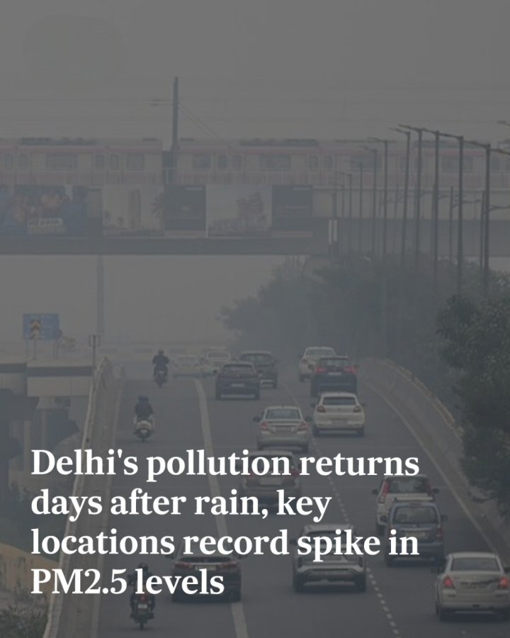 Just two days after light to moderate rainfall in parts of Delhi, several areas recording AQI levels in the “poor” to “very poor” category.