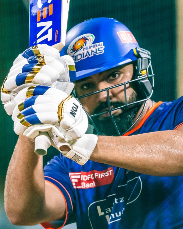 Rohit Sharma working hard in nets for Mumbai Indians