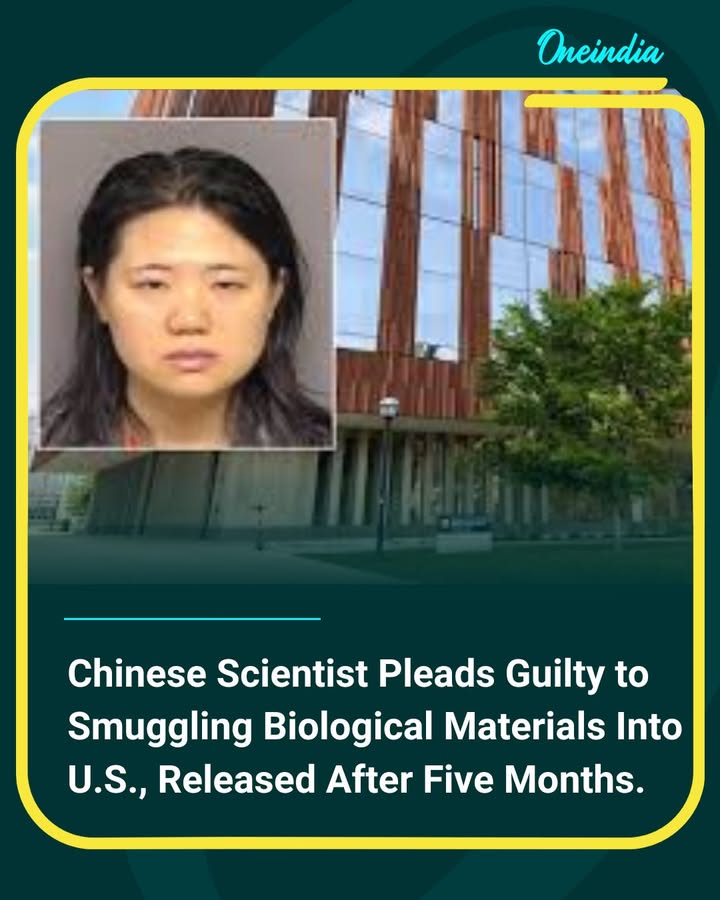 Chinese researcher Yunqing Jian, formerly at the University of Michigan, has pleaded guilty to smuggling biological materials into the U.S. She was accused of illegally importing a toxic crop fungus but will face no additional jail time beyond the five months served. A judge ordered her release and deportation, calling the case “very strange.”