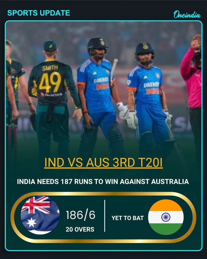 India Need 187 Runs to Win Against Australia.