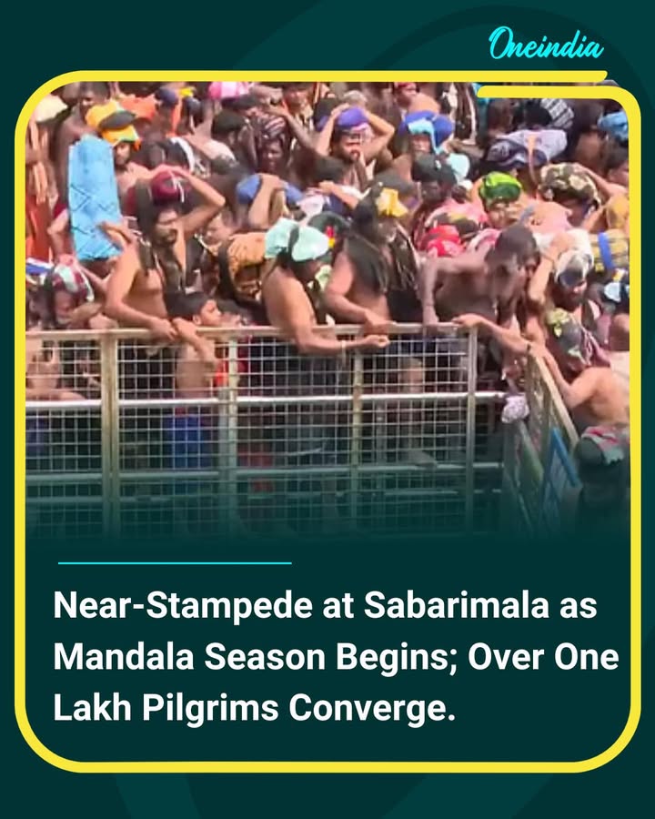 A near-stampede situation was reported at Sabarimala as the Mandala season opened, drawing an overwhelming crowd of more than one lakh pilgrims. Heavy rush at key entry points led to chaotic moments before authorities managed to control the situation and restore order.