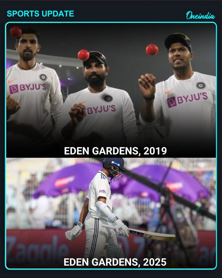 Two Tests, two contrasting stories. 💔
In 2019, Eden Gardens witnessed India’s pacers destroy Bangladesh under the pink lights.
But in 2025, on the same ground, India fell short of a 124-run chase.