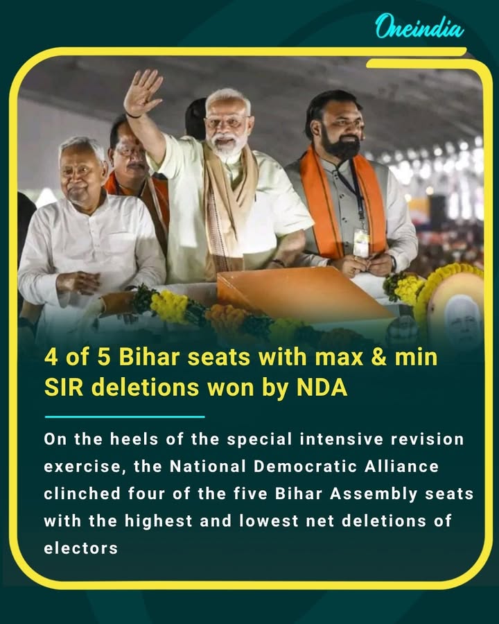 On the heels of the special intensive revision exercise, the National Democratic Alliance clinched four of the five Bihar Assembly seats with the highest and lowest net deletions of electors