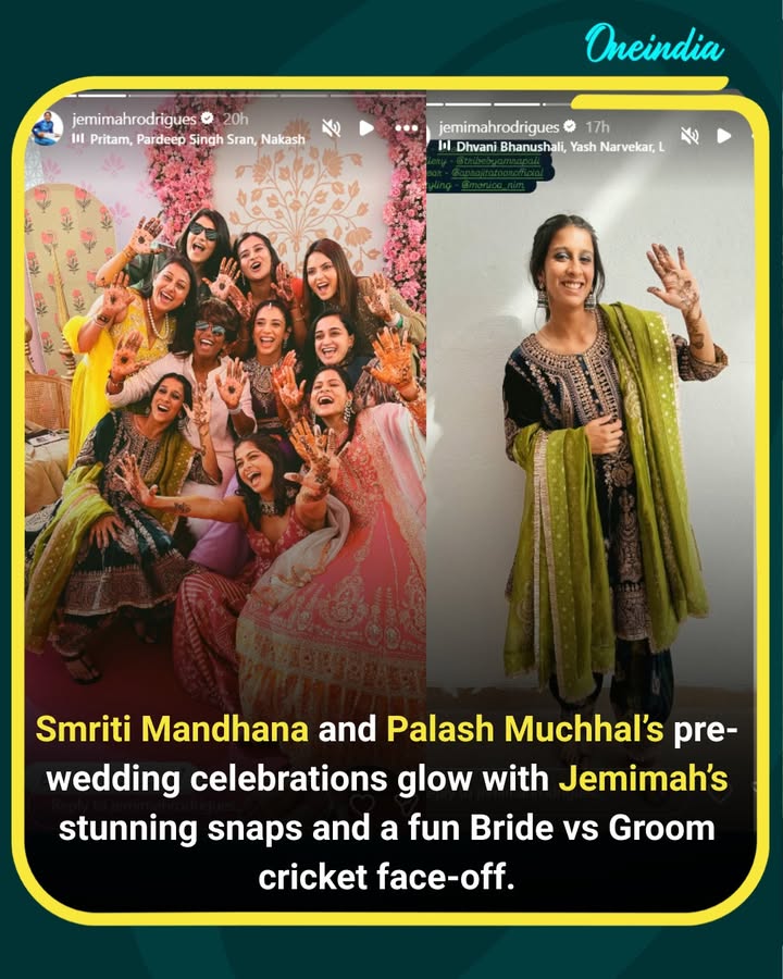 Smriti Mandhana and Palash Muchhal’s pre-wedding celebrations are in full swing, with Jemimah Rodrigues sharing gorgeous glimpses and the couple adding a fun twist to the festivities through a lively Bride vs Groom cricket face-off.