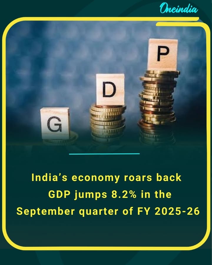 India’s economy roars back — GDP jumps 8.2% in the September quarter of FY 2025-26