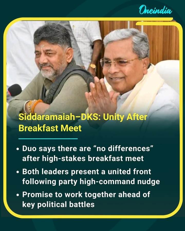 Breakfast diplomacy works — unity back on track in Karnataka.
