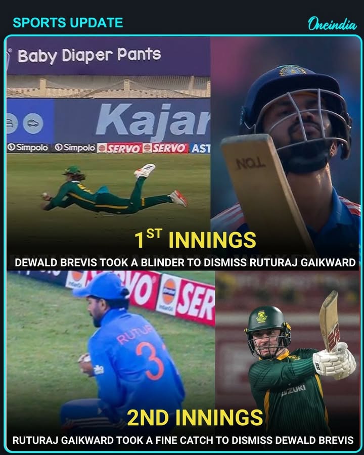 Dewald Brevis dismissed Ruturaj Gaikwad with a sharp catch, and in a perfect moment of poetic justice, Ruturaj returned the favour by catching Brevis in the second innings.