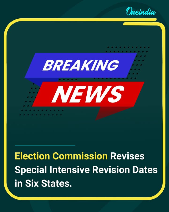 The Election Commission of India (ECI) announced a revision of Special Intensive Revision (SIR) dates for electoral rolls in six states. The schedule has been updated for Tamil Nadu, Gujarat, Madhya Pradesh, Chhattisgarh, Uttar Pradesh, and Andaman & Nicobar, according to an official ECI press release.