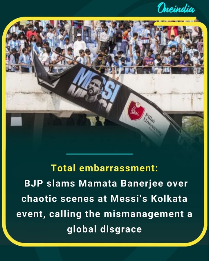 Total embarrassment’: BJP slams Mamata Banerjee over chaotic scenes at Messi’s Kolkata event, calling the mismanagement a global disgrace