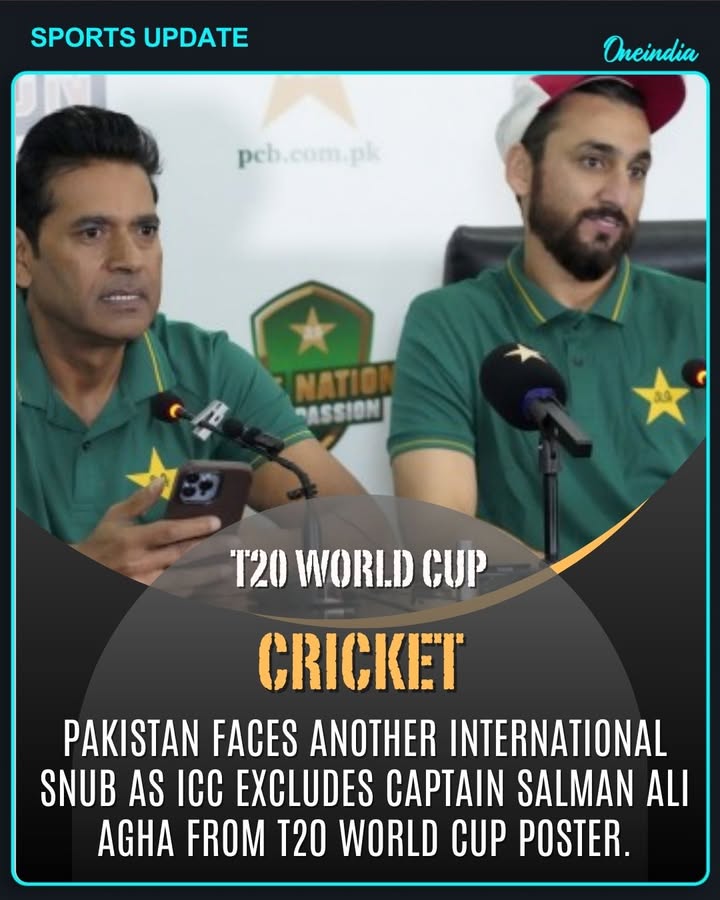 ICC did not feature Pakistani captain Salman Ali Agha on the T20 World Cup promotional poster. The Pakistan Cricket Board (PCB) expressed strong displeasure over the omission, calling it unfair to the team and its leadership.