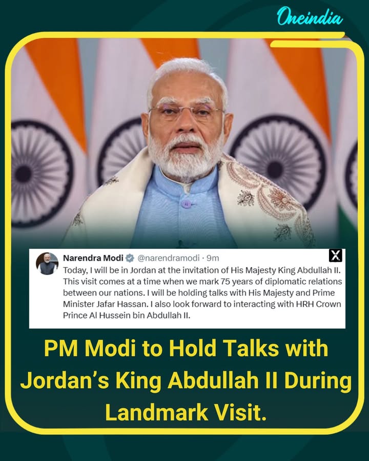 PM Modi to Hold Talks with Jordan’s King Abdullah II During Landmark Visit.