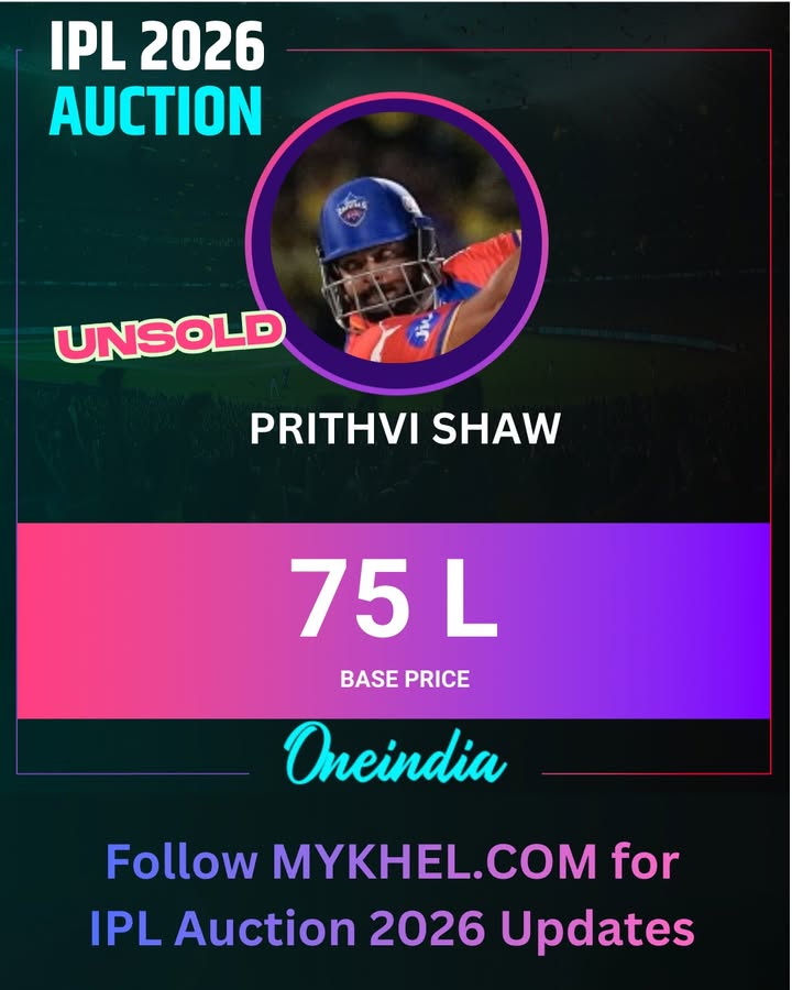 Prithvi Shaw finds no buyers in the IPL 2026 mini auction. 👀