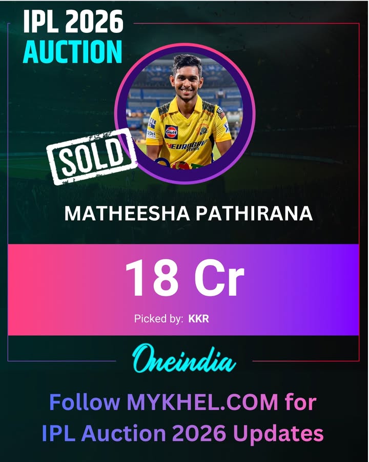 Matheesha Pathirana from Sri Lanka is SOLD to KKR for a whopping INR 18 Cr.