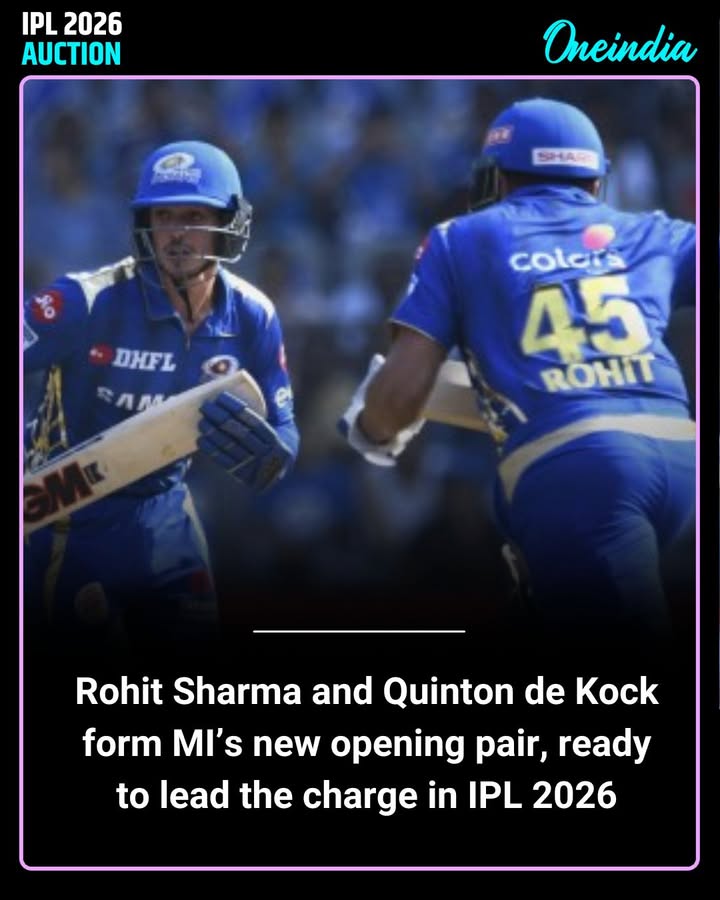 Rohit Sharma and Quinton de Kock form MI’s new opening pair, ready to lead the charge in IPL 2026