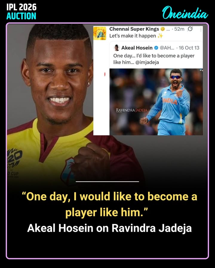 Akeal Hosein names Ravindra Jadeja as his inspiration, dreaming of becoming a complete all-rounder just like the Indian star.